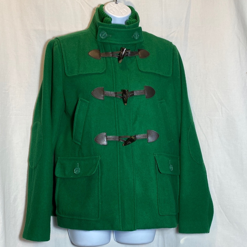 Tommy Hilfiger Wool-blend Stylish Pea Coat in Vibrant Kelly Green - women-M